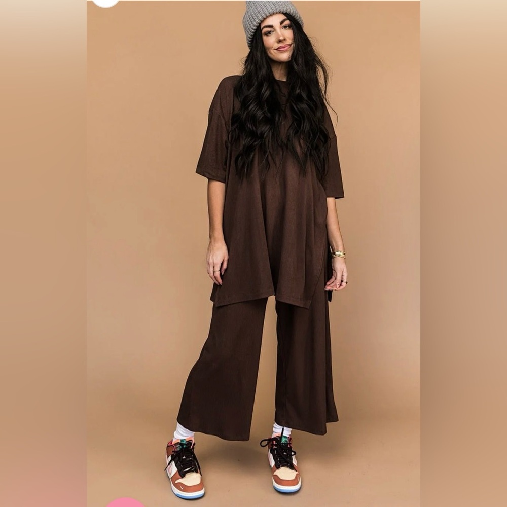 LALA ORIGINAL Dressed in LALA Lex Ribbed Playsuit in Mocha Jumpsuit Set (S) - Picture 10 of 17